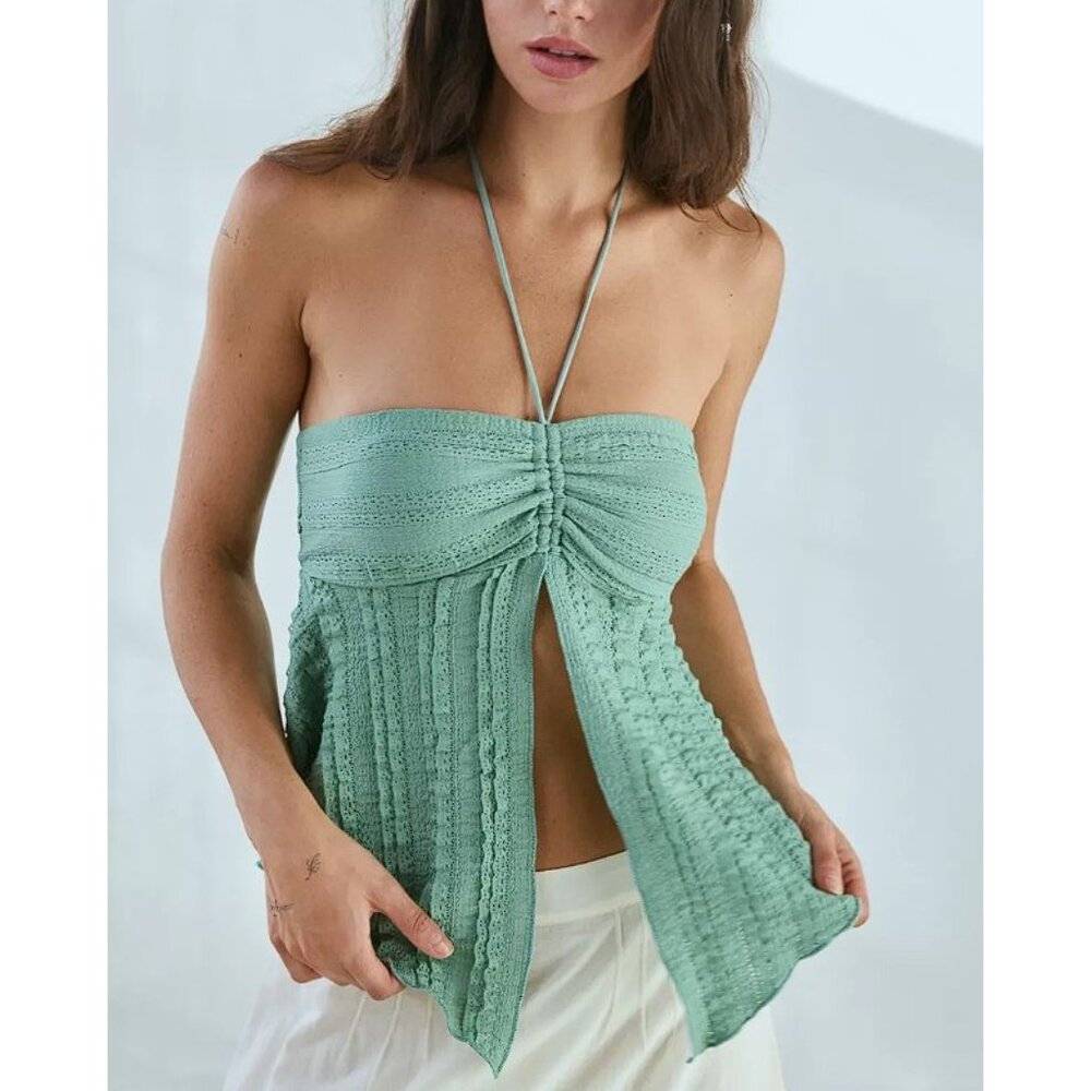 Urban Outfitters Mint Green Crochet Strapless Top